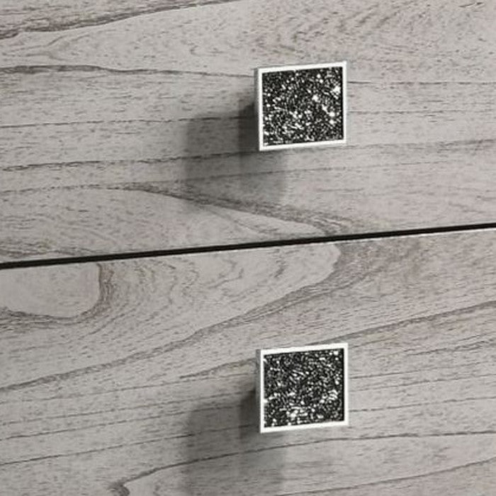 2 Drawer Nightstand with Mirror Accent and Bracket Feet, Light Gray