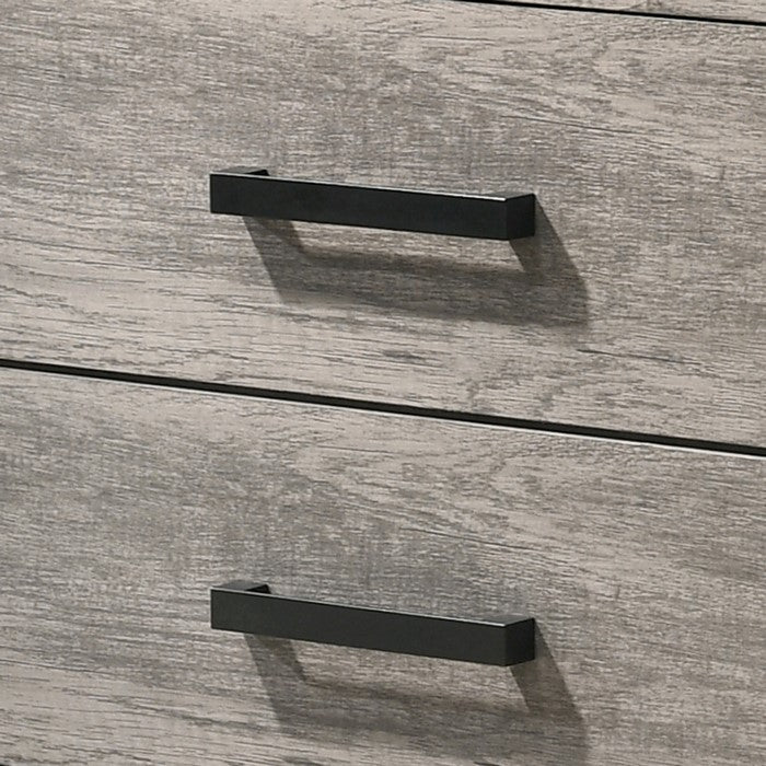 Transitional Style Wooden Dresser with Bar Handles and Grain Details, Gray