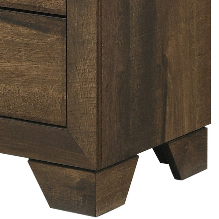 Transitional 8 Drawer Dresser with Metal Handles and Grain Details, Brown