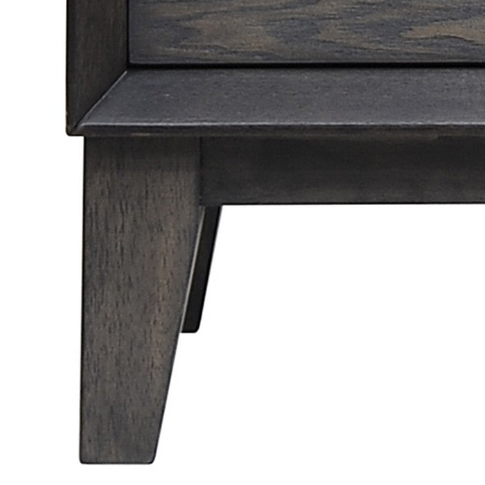 Contemporary 5 Drawer Chest with Metal Pulls and Grain Details, Gray