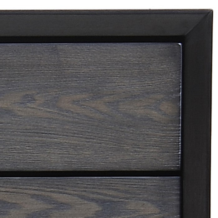 Contemporary 5 Drawer Chest with Metal Pulls and Grain Details, Gray