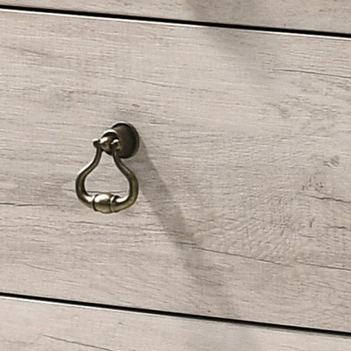 6 Drawer Wooden Dresser with Metal Ring Pulls, Weathered Brown