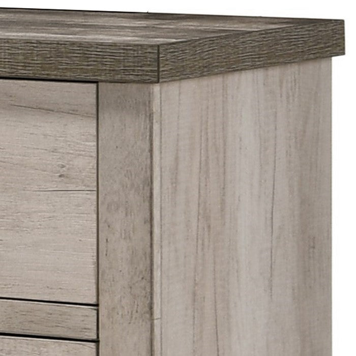 6 Drawer Wooden Dresser with Metal Ring Pulls, Weathered Brown