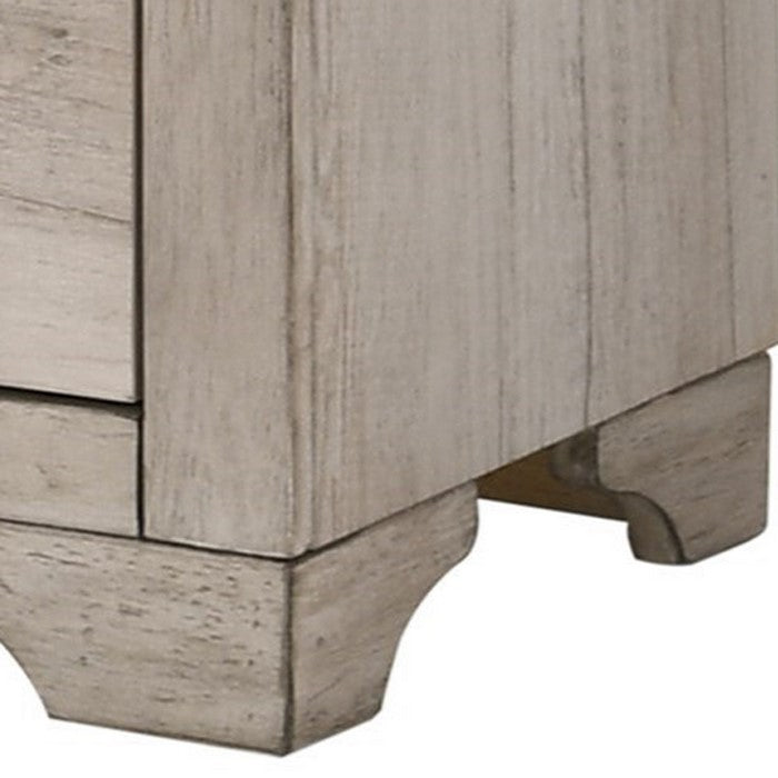 6 Drawer Wooden Dresser with Metal Ring Pulls, Weathered Brown