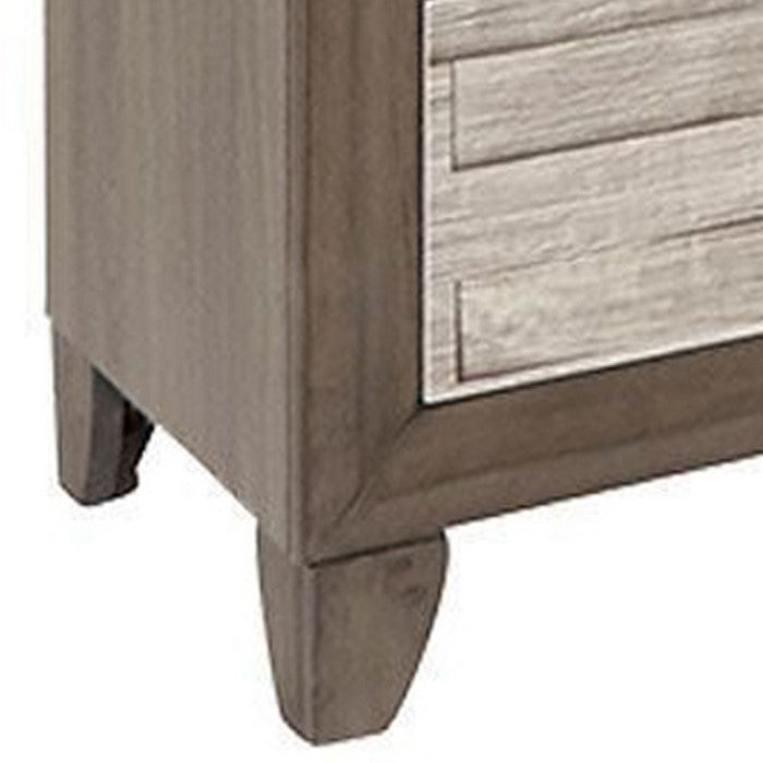 Plank Style Two Tone 6 Drawer Dresser with Chamfered Legs, Brown