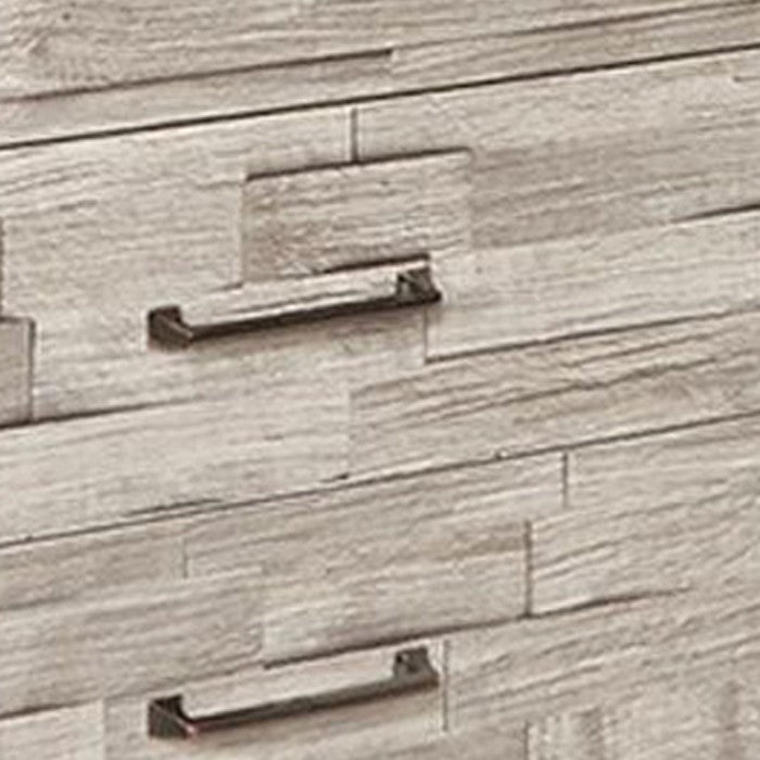 Plank Style Two Tone 6 Drawer Dresser with Chamfered Legs, Brown