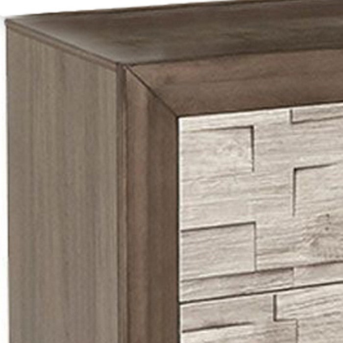 Plank Style Two Tone 6 Drawer Dresser with Chamfered Legs, Brown