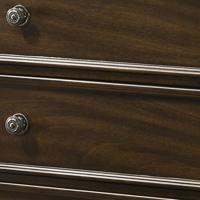 6 Drawer Traditional Style Chest with Knobs and Bun Feet, Brown