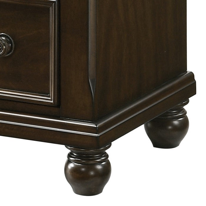 6 Drawer Traditional Style Chest with Knobs and Bun Feet, Brown
