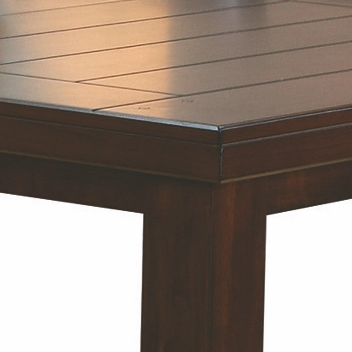 Extendable Wooden Counter Height Table with Plank Tabletop, Brown