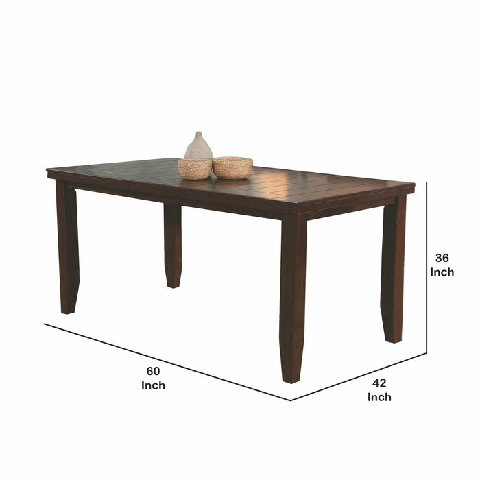 Extendable Wooden Counter Height Table with Plank Tabletop, Brown