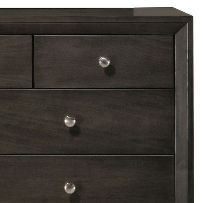 9 Drawer Dresser with Metal Knobs and Chamfered Feet, Gray
