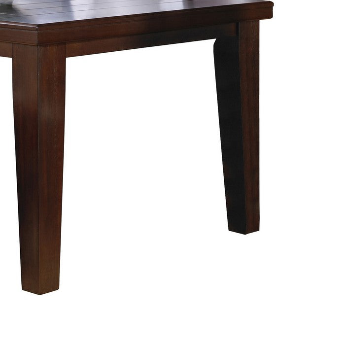 Extendable Rectangular Wooden Dining Table with Plank Tabletop, Brown