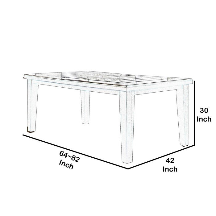 Extendable Rectangular Wooden Dining Table with Plank Tabletop, Brown