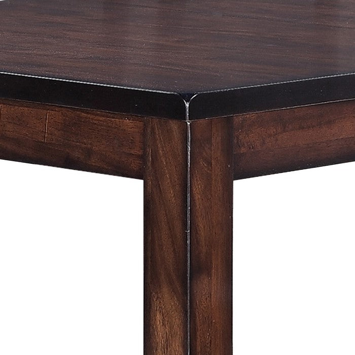 Rectangular Extendable Wooden Dining Table with Block Legs, Brown