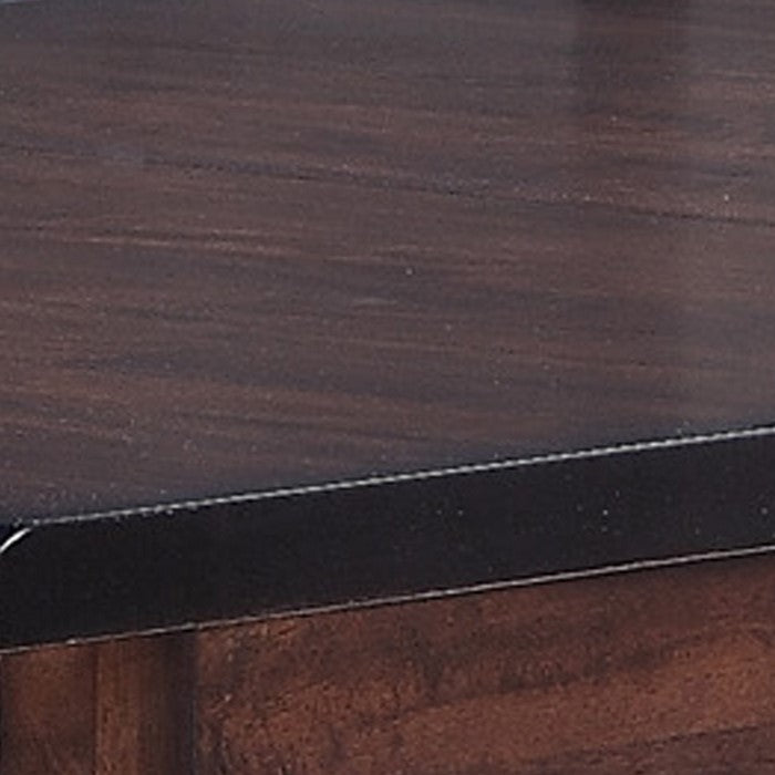 Rectangular Extendable Wooden Dining Table with Block Legs, Brown