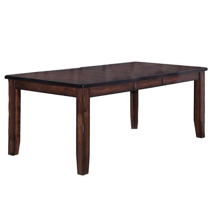 Rectangular Extendable Wooden Dining Table with Block Legs, Brown