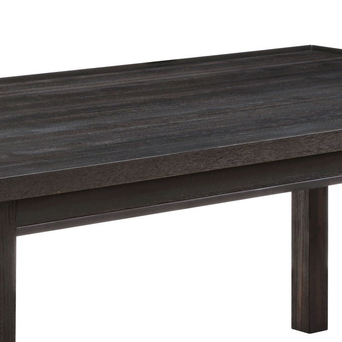 Rectangular Wooden Dining Table with Block Legs, Weathered Gray