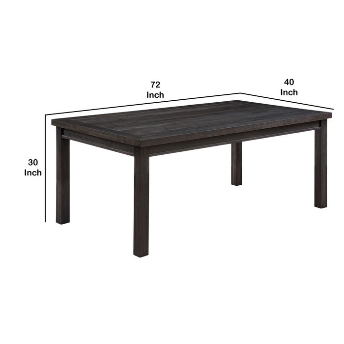 Rectangular Wooden Dining Table with Block Legs, Weathered Gray