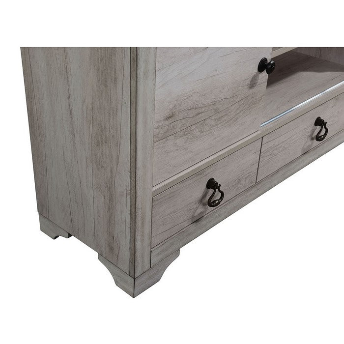 3 Drawer Media Chest with 2 Doors and Open Shelves, Brown and Beige