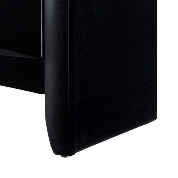 2 Drawer Transitional Nightstand with 1 Pull Out Tray and Knobs, Black