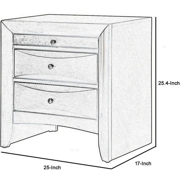 2 Drawer Transitional Nightstand with 1 Pull Out Tray and Knobs, Black