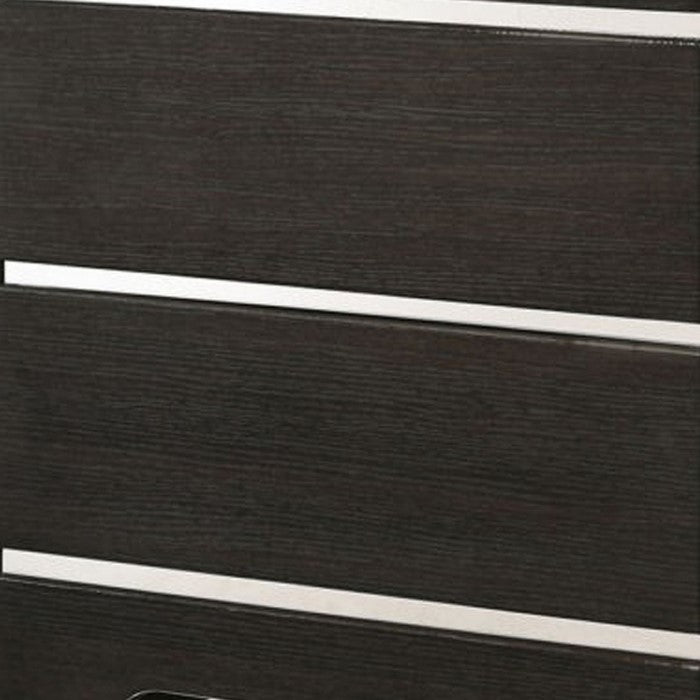 Contemporary Style Nightstand with 2 Drawers and Silver Accents, Black