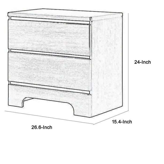 Contemporary Style Nightstand with 2 Drawers and Silver Accents, Black