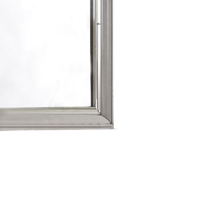 Contemporary Style Rectangular Wooden Mirror with Beveled Edge, Gray