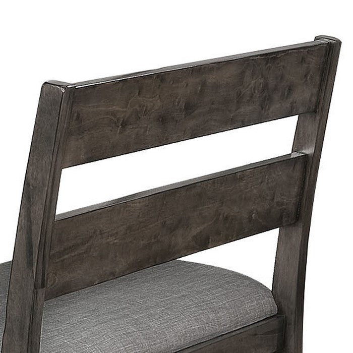 Transitional Ladder Style High Back Bench with Fabric Padded Seating, Gray