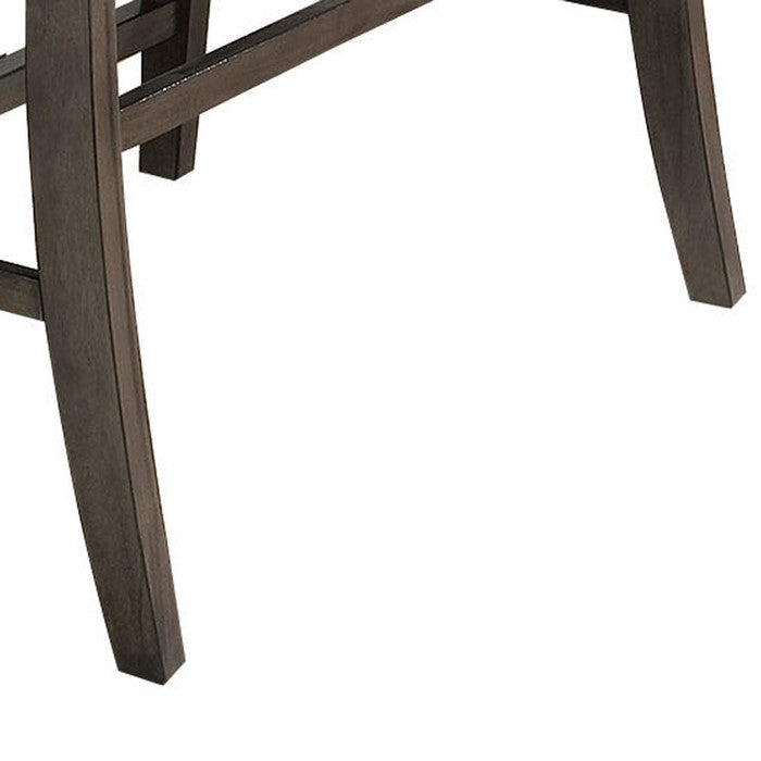 Transitional Ladder Style High Back Bench with Fabric Padded Seating, Gray