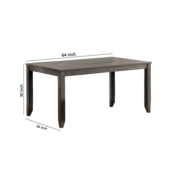 Wooden Dining Table with Textured Details and Chamfered Feet, Gray