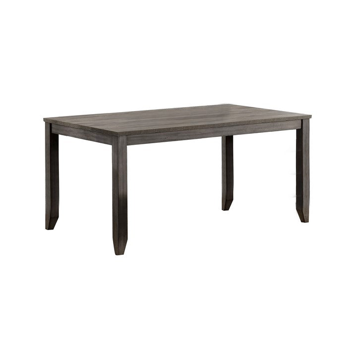 Wooden Dining Table with Textured Details and Chamfered Feet, Gray