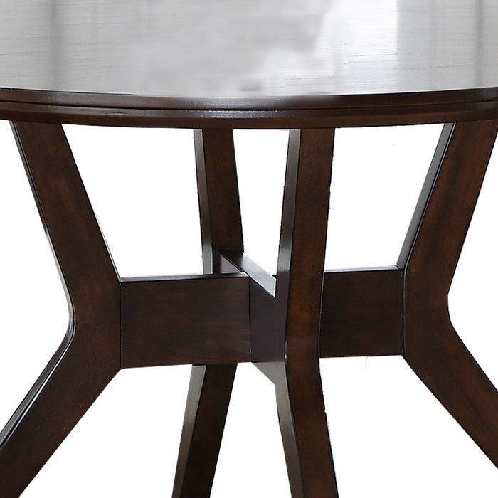 Wooden Round Dining Table with Intersected X Shape Base, Brown