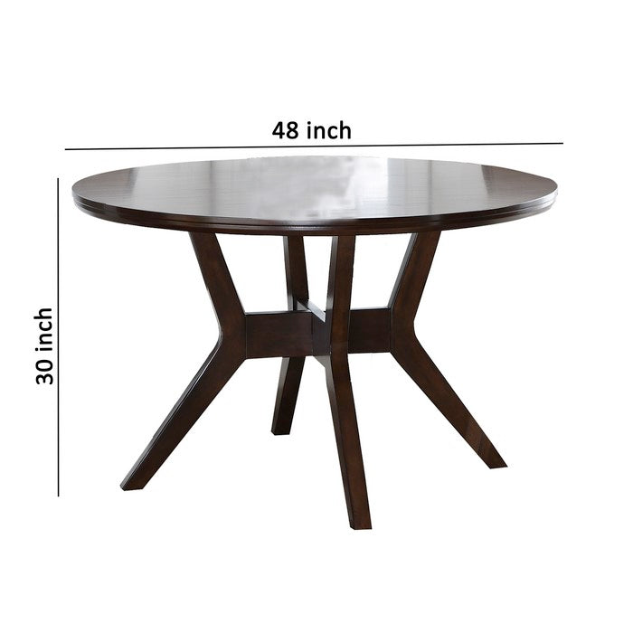 Wooden Round Dining Table with Intersected X Shape Base, Brown