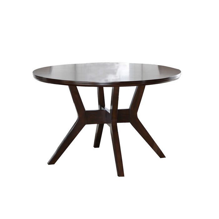 Wooden Round Dining Table with Intersected X Shape Base, Brown