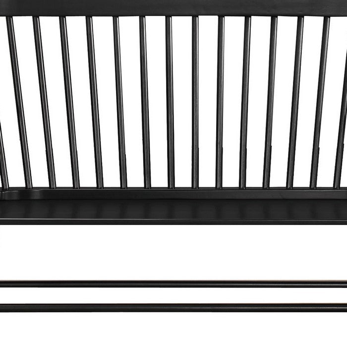 Transitional Style Curved Design Spindle Back Bench with Splayed Legs,Black