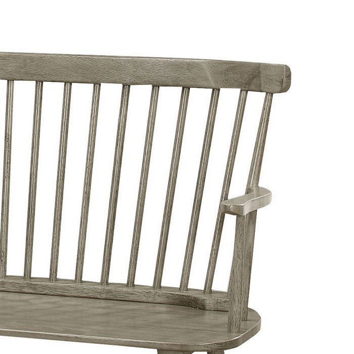 Transitional Style Curved Design Spindle Back Bench with Splayed Legs,Gray