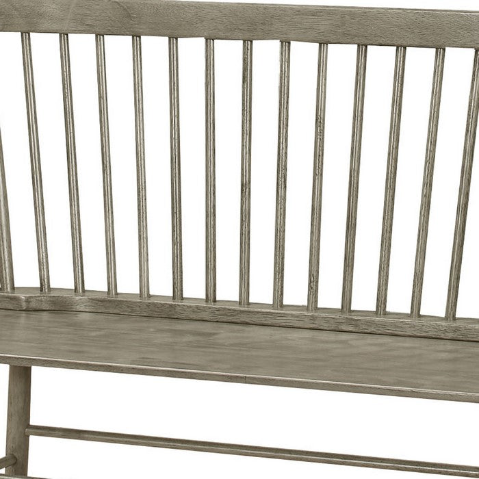 Transitional Style Curved Design Spindle Back Bench with Splayed Legs,Gray