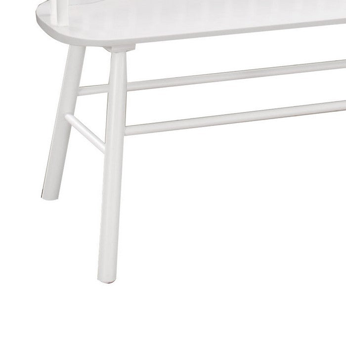 Transitional Curved Design Spindle Back Bench with Splayed Legs,White
