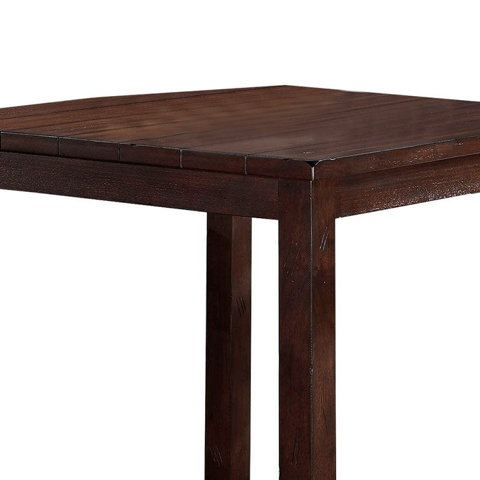 Plank Design Wooden Counter Height Dining Table with Block Legs, Brown