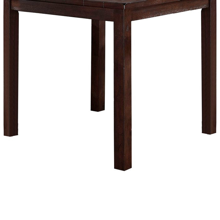 Plank Design Wooden Counter Height Dining Table with Block Legs, Brown
