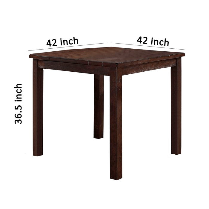 Plank Design Wooden Counter Height Dining Table with Block Legs, Brown