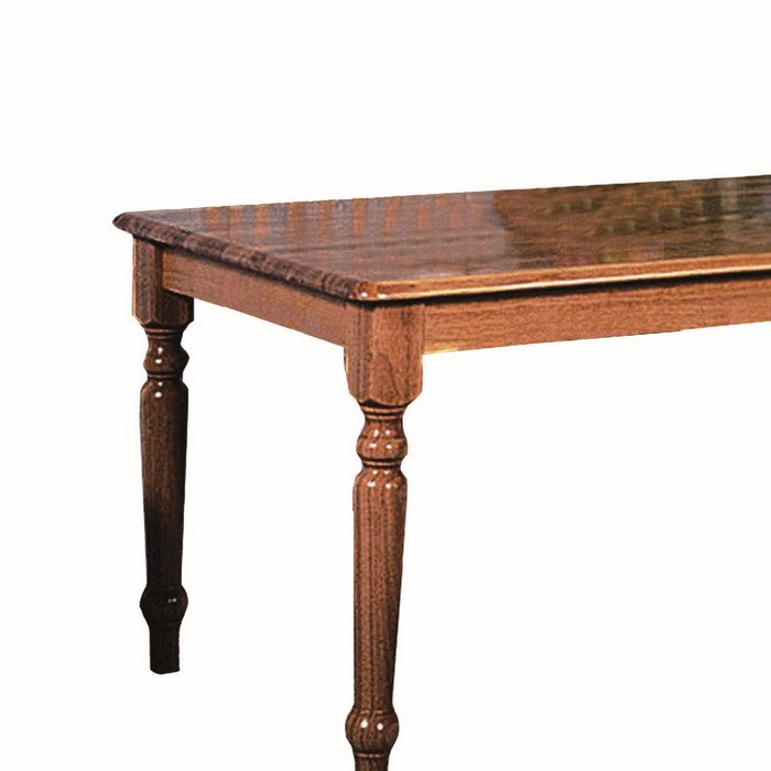 Farmhouse Style Wooden Rectangular Dining Table with Turned Legs, Brown