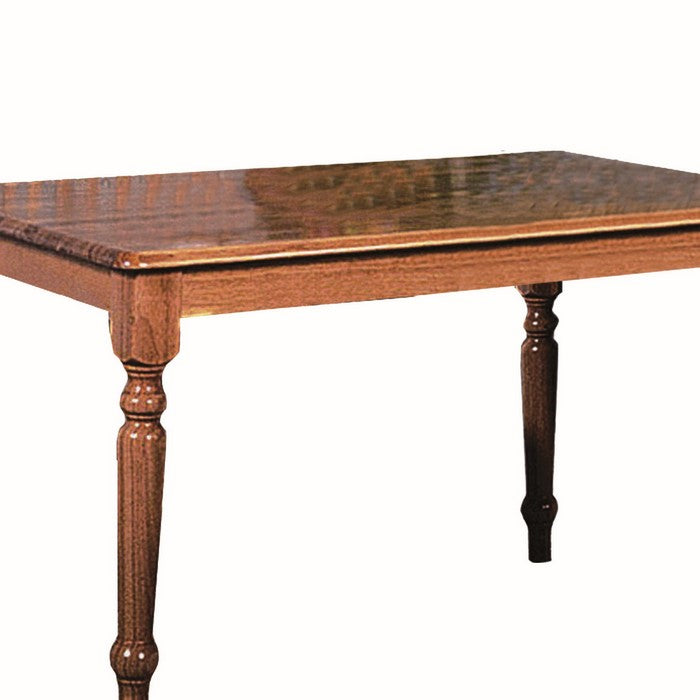Farmhouse Style Wooden Rectangular Dining Table with Turned Legs, Brown