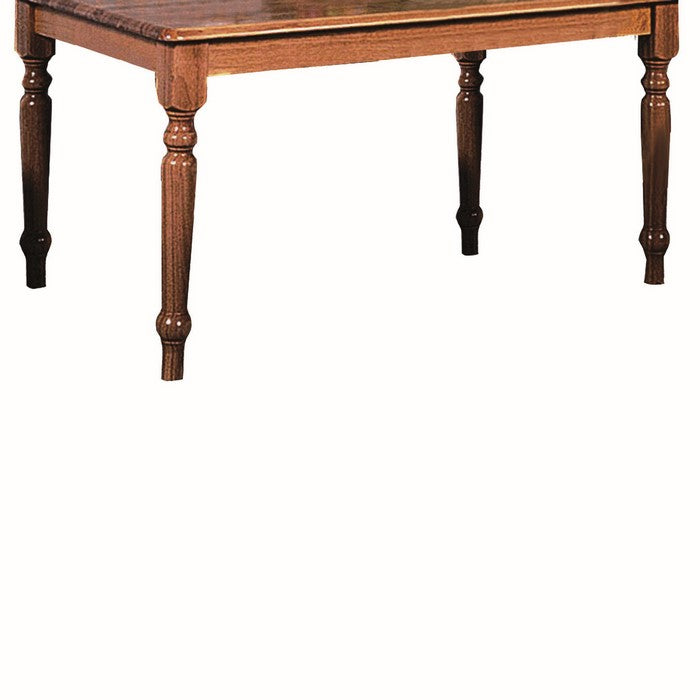 Farmhouse Style Wooden Rectangular Dining Table with Turned Legs, Brown
