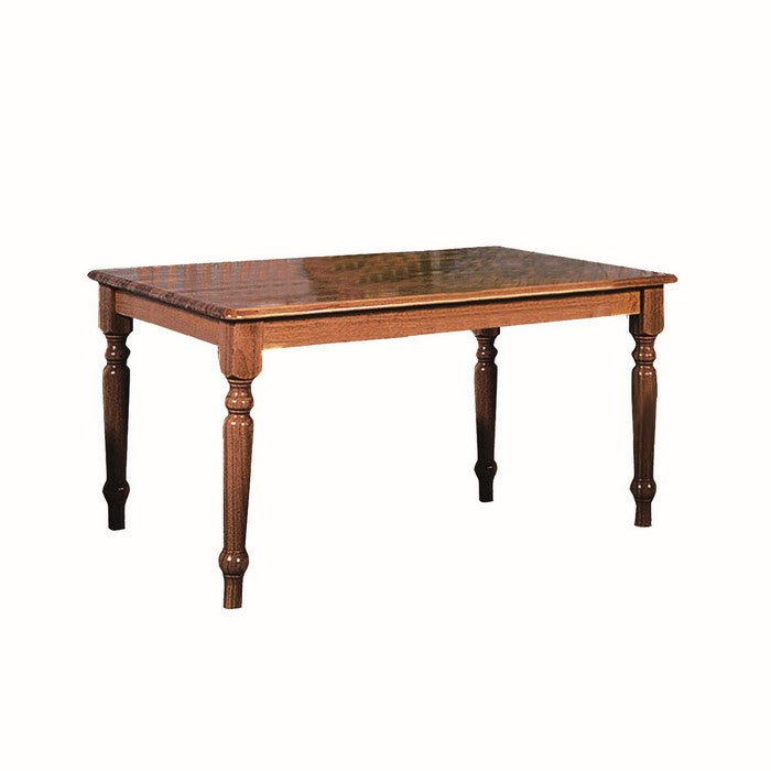 Farmhouse Style Wooden Rectangular Dining Table with Turned Legs, Brown