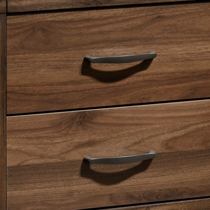 2 Drawer Transitional Style Nightstand with Woodgrain Details, Brown