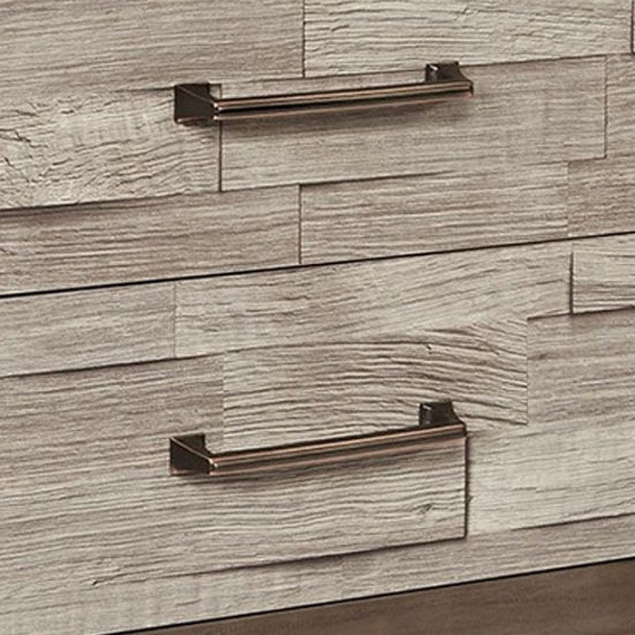 2 Drawer Nightstand with Bar Handles and Bracket Feet, Brown and Beige