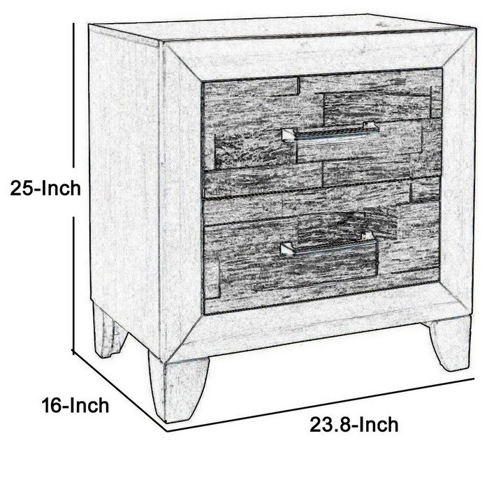 2 Drawer Nightstand with Bar Handles and Bracket Feet, Brown and Beige
